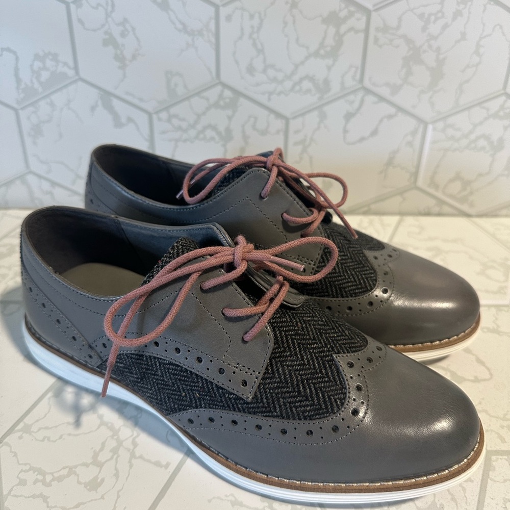 Cole Haan Gray and White Shoes with Pink Accent